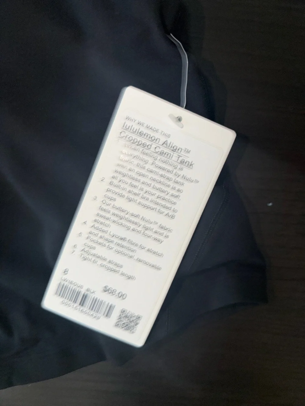 lululemon athletica Black Cropped align Cami Tank - Picture 2 of 3